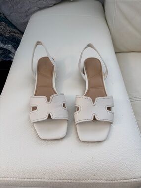Aldo White Leather Cutout Slingback Sandals